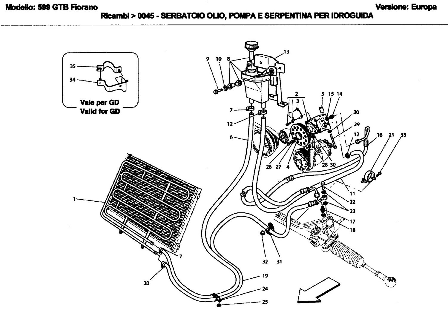 OIL TANK, PUMP AND SERPENTINE FOR SERVOSTEERING