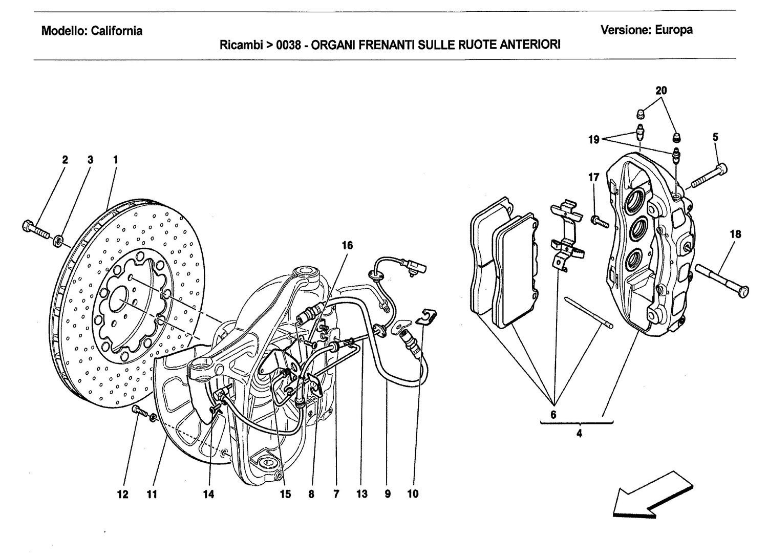 FRONT WHEEL BRAKE SYSTEM COMPONENTS