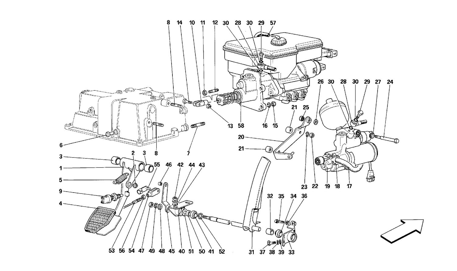 Throttle pedal and brake hydraulic system -Valid for GD-
