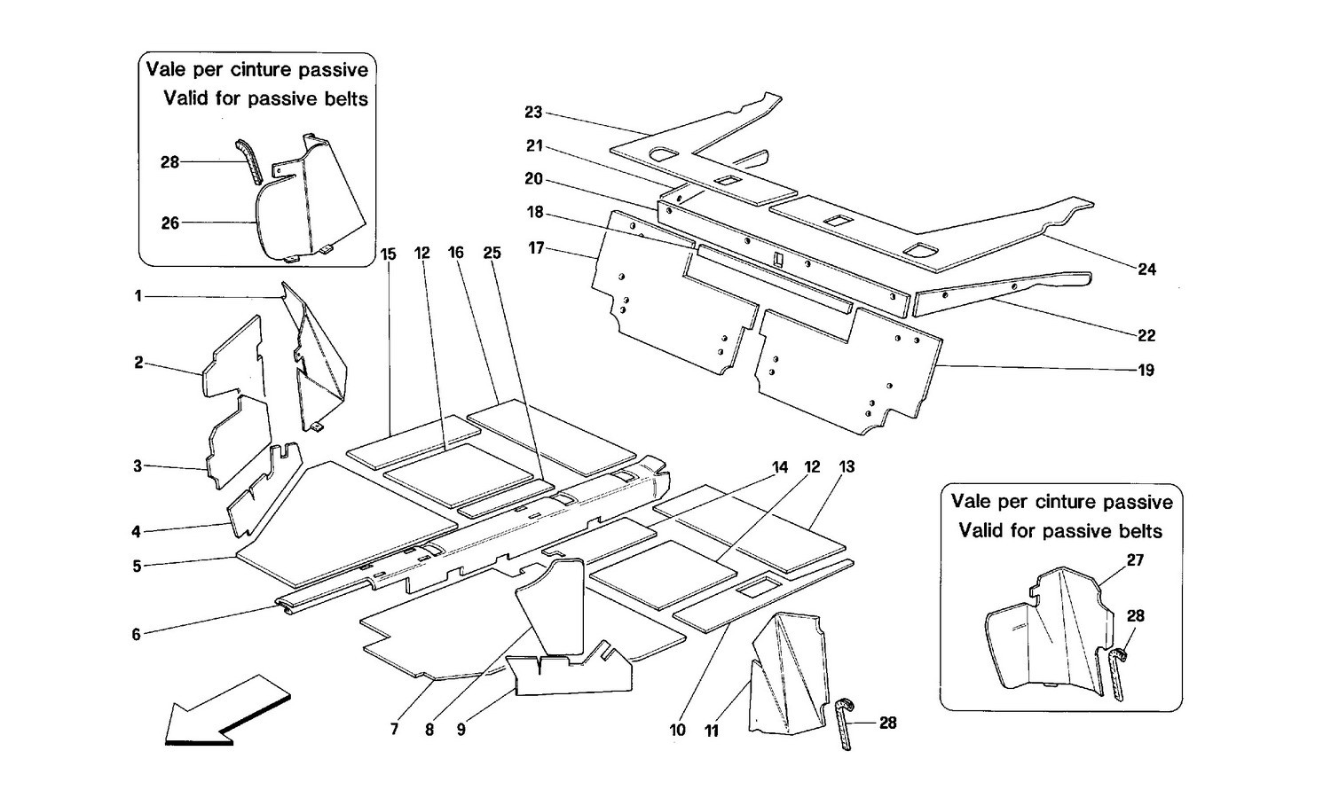 Interior compartment insulation -Cabriolet-